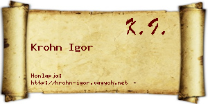 Krohn Igor névjegykártya